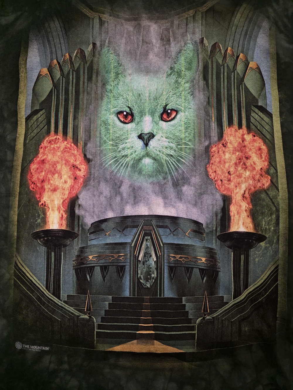 The Mountain Oz Cat Emerald City Green Tie Dye Graphic Vintage Tee Medium